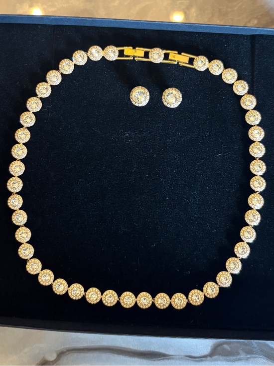 Swarovski Jewelry - Gold-Tone Authentic Swarovski Una Angelic Necklace and Stud Earrings Set